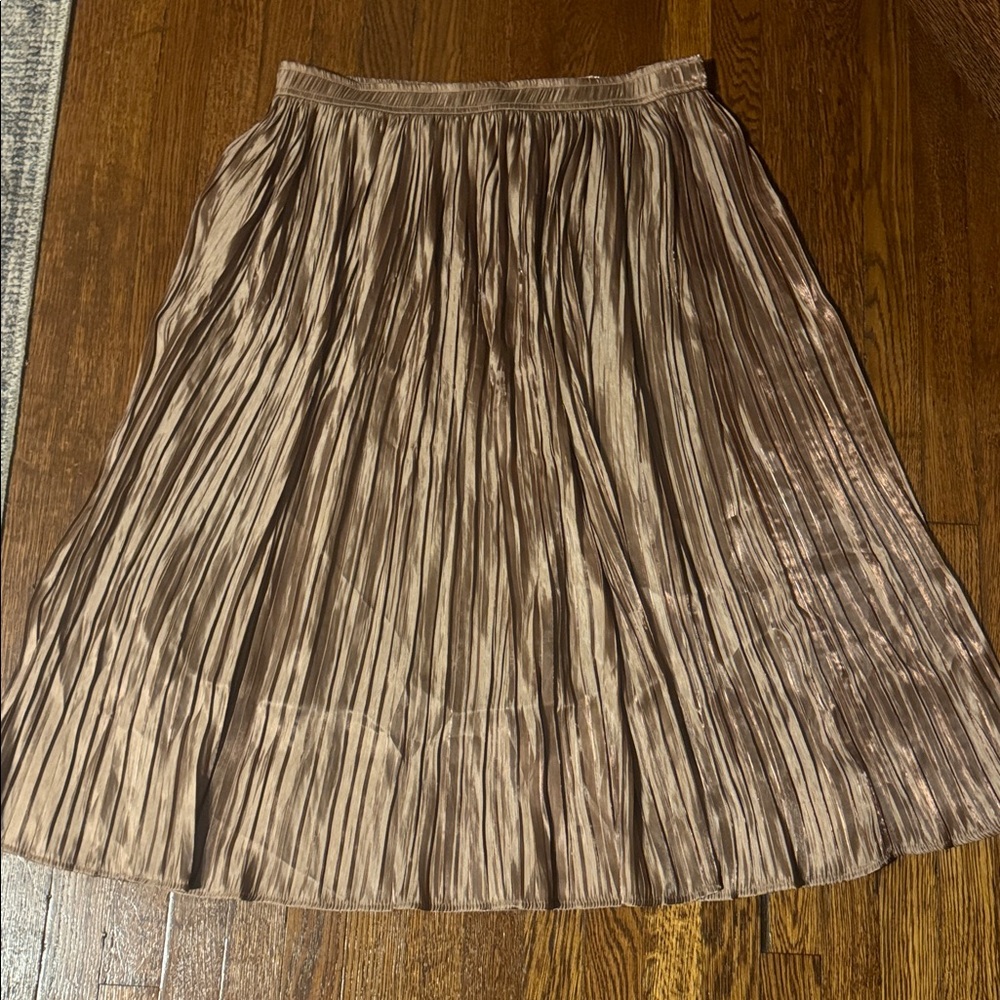 Studio West Shimmering Brown Broomstick Skirt, Size Large